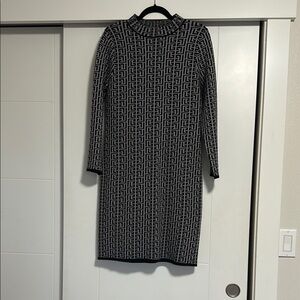 MELANY Geometric Black and Gray Dress